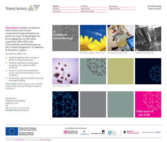 Nanofactory website screen shot.