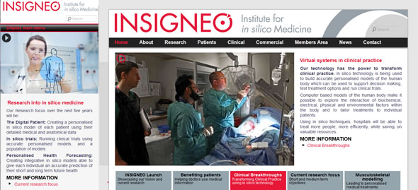 INSIGNEO website screenshot showing mobile and full width versions